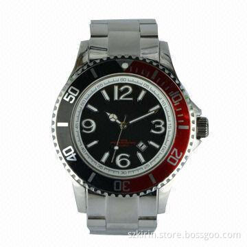 Men's stainless steel quartz watch, Miyota# 2035 movement, solid S/S back case